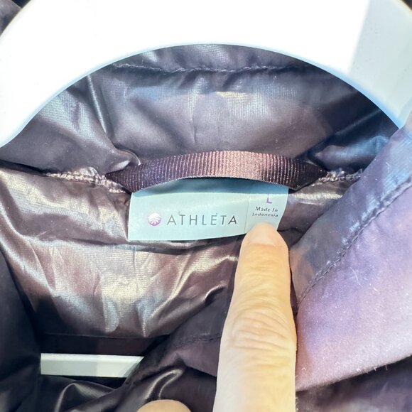 Athleta Downabout Asymmetric Puffer Vest in Wild Raisin - Picture 5 of 7